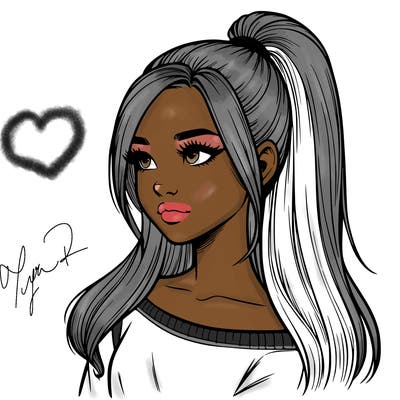 realistic girl with a high ponytail