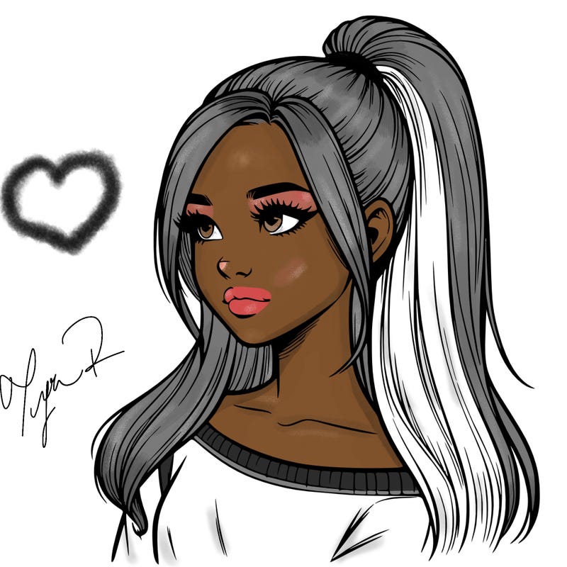realistic girl with a high ponytail