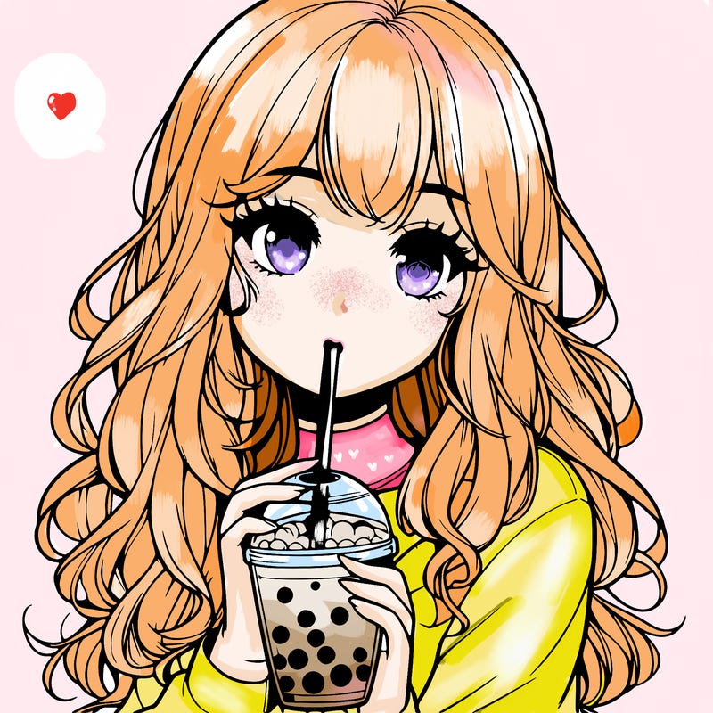 realistic girl drink a boba