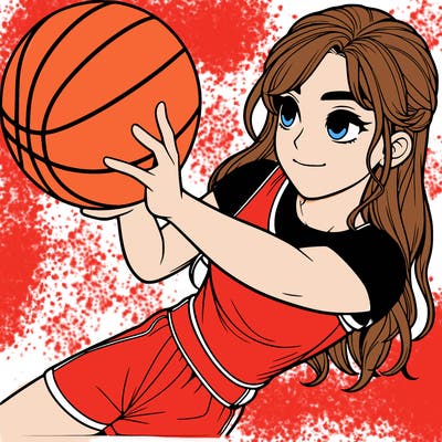 realistic girl playing basketball