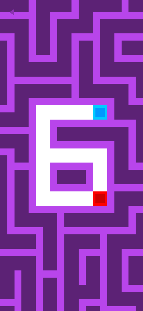 purple (game) - Level 6 of the purple logic puzzle game by Bart Bonte featuring a minimalist maze and a large number six
