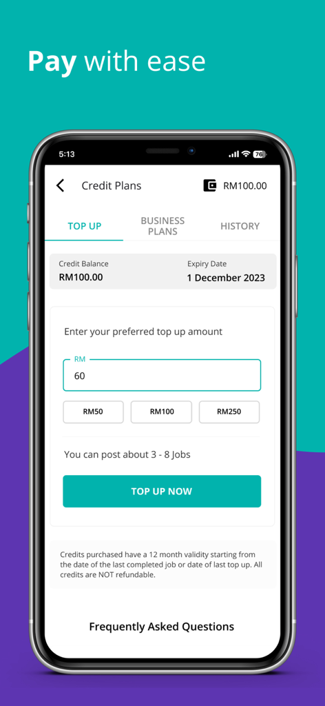 GoGet: Hire on demand - GoGet mobile app interface showing the credit plans screen to top up funds for on-demand services.