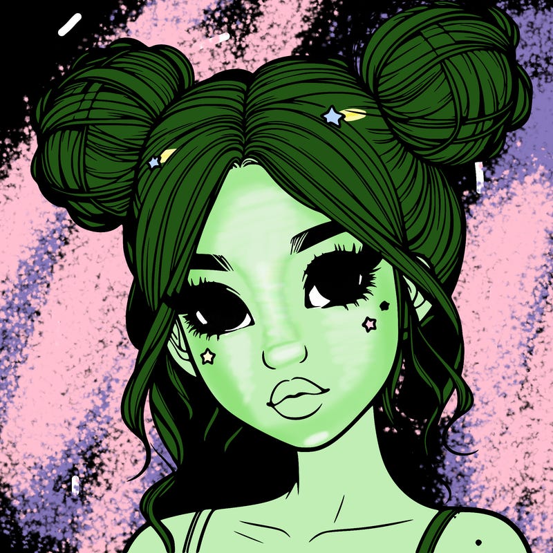 realistic girl with space buns