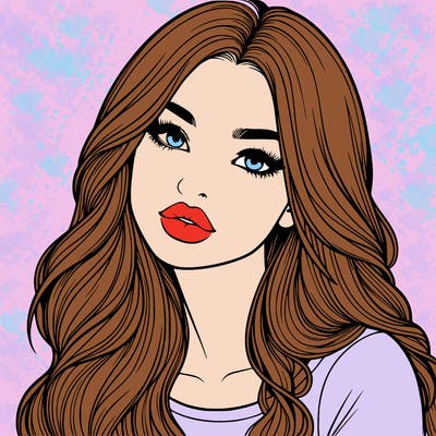 realistic girl with hair on her hair and lips