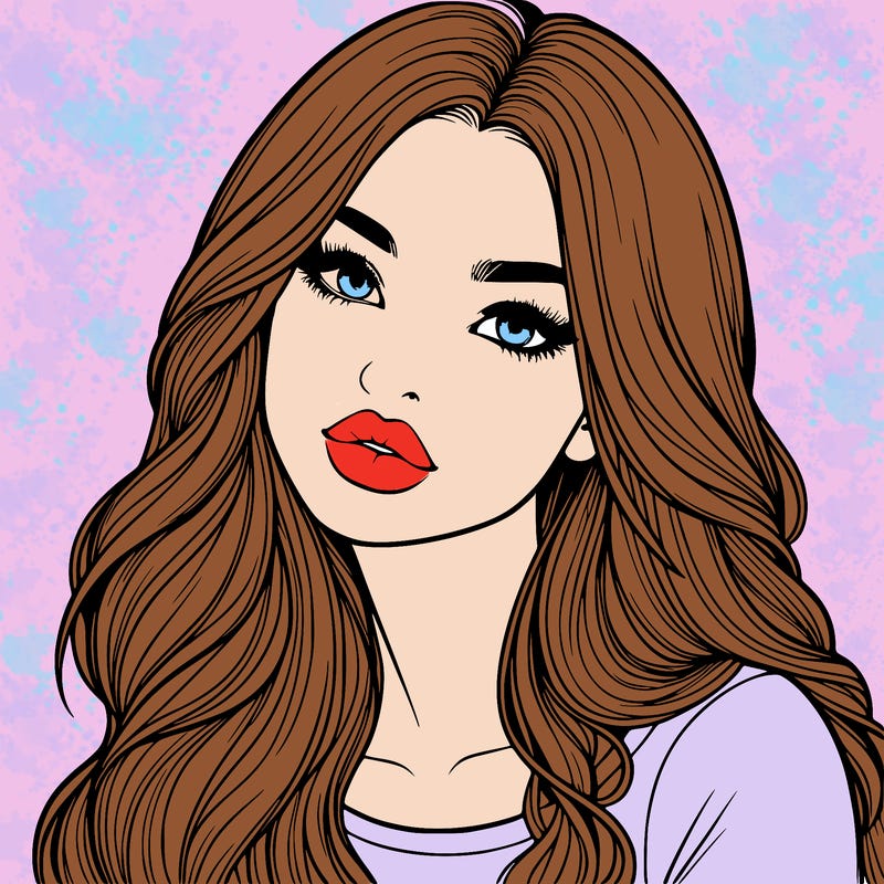 realistic girl with hair on her hair and lips