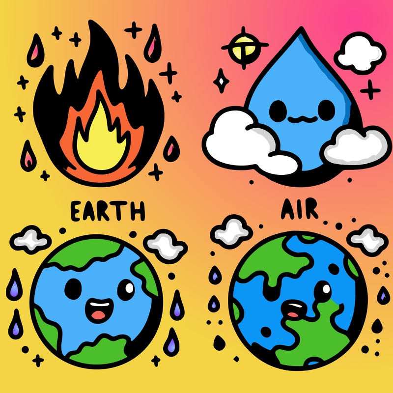 fire, earth, water,air
