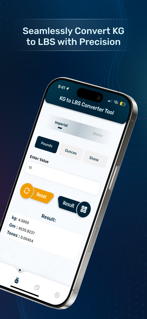 Rigging Load Calculator Tool - Interface of the KG to LBS converter tool within the Rigging Load Calculator app showing unit conversion results