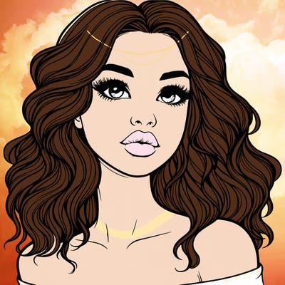 realistic girl with wavy hair and lips