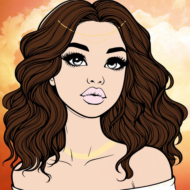 realistic girl with wavy hair and lips