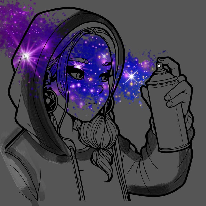 a realistic girl, spray painting