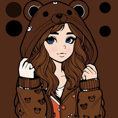 realistic girl in a animal pjs hoodie