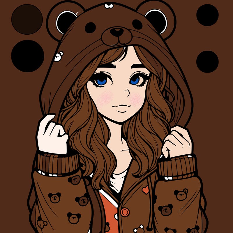 realistic girl in a animal pjs hoodie