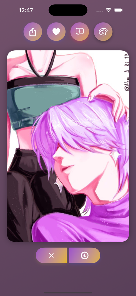 K-Pop DH Wallpapers fun - A digital illustration of a K-Pop idol with purple hair in a fantasy theme