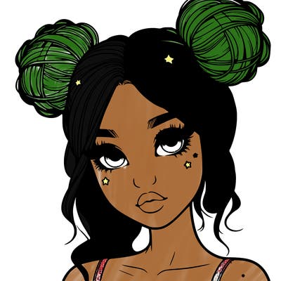 realistic girl with space buns