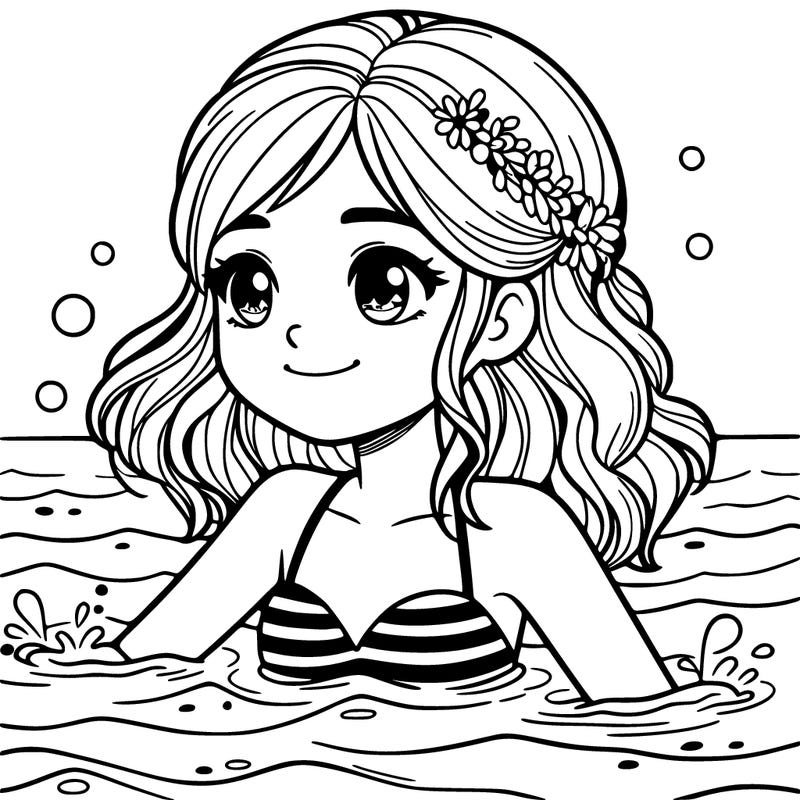 a beautiful girl swimming