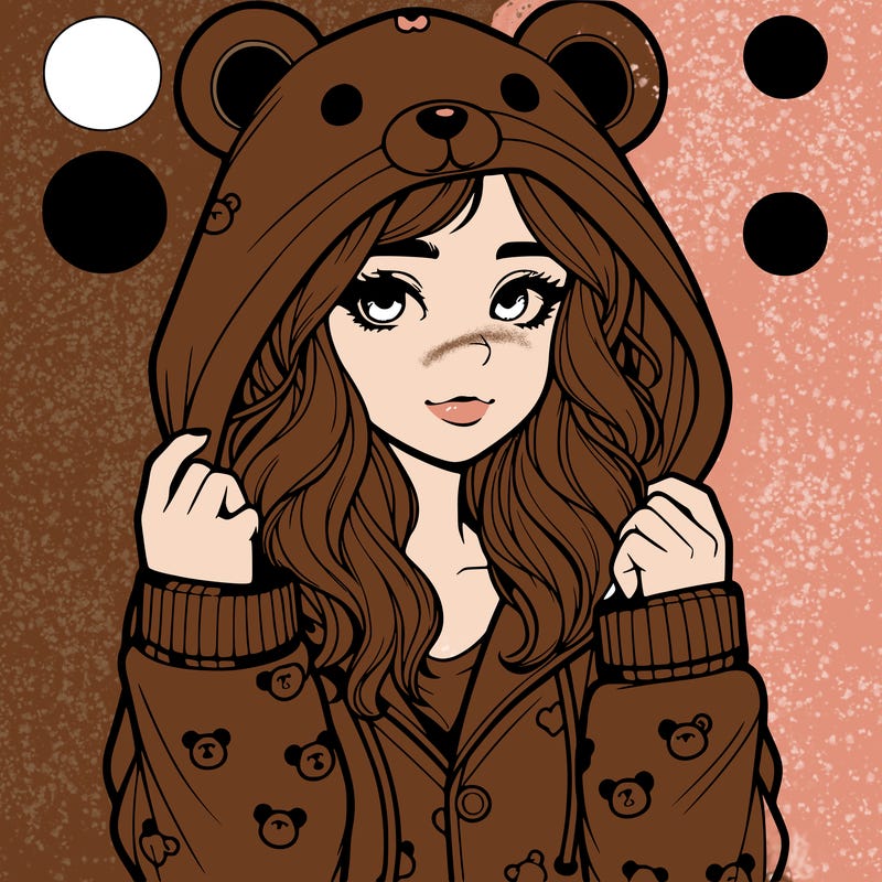 realistic girl in a animal pjs hoodie