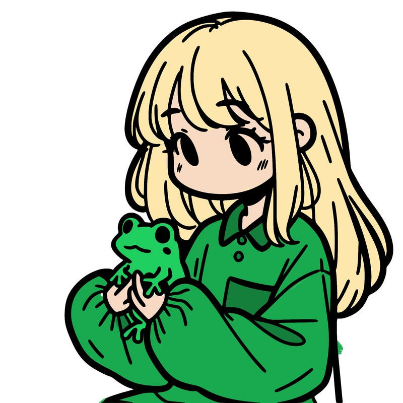 girl with long hair and a oversized shirt. and she is holding a frog
