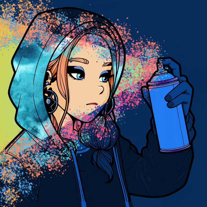 a realistic girl, spray painting