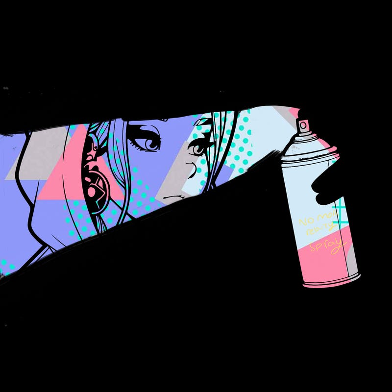 a realistic girl, spray painting