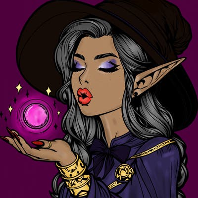realistic elf casting a spell with lips