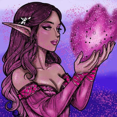 realistic elf girl doing magic