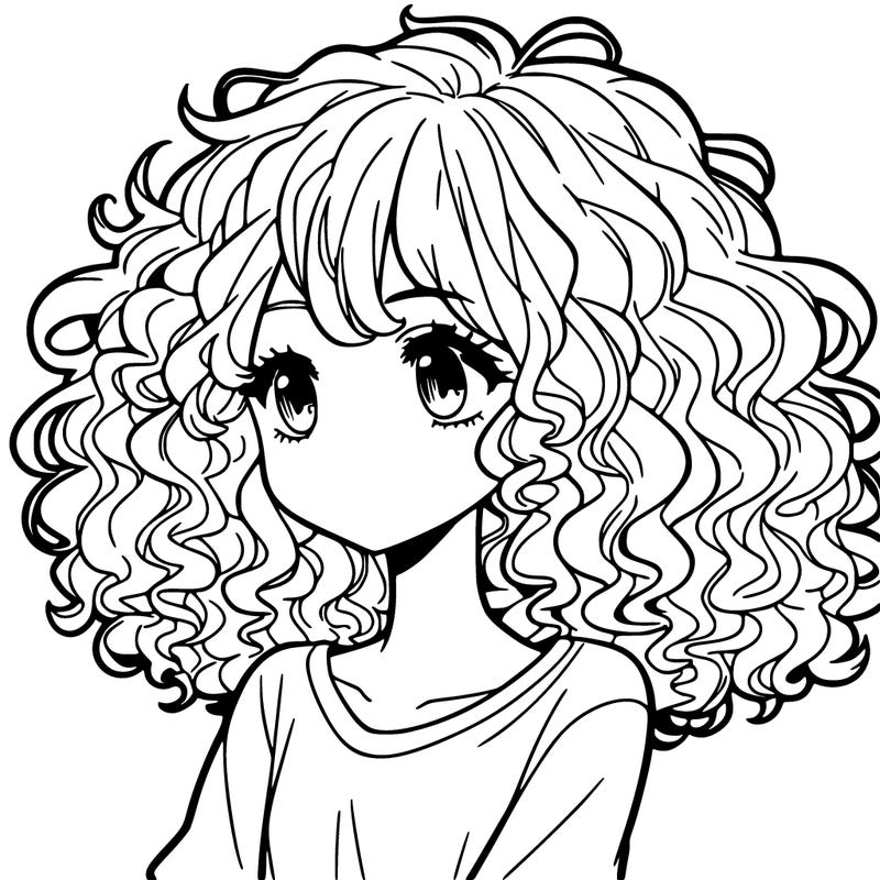 girl with curly hair anime