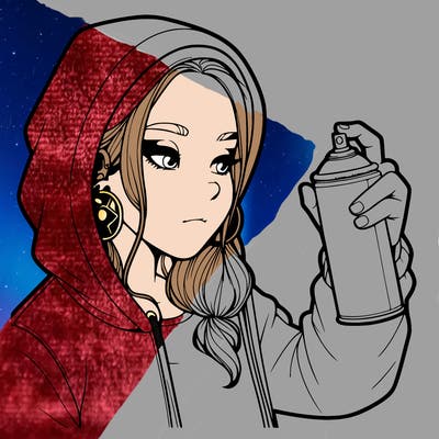 a realistic girl, spray painting