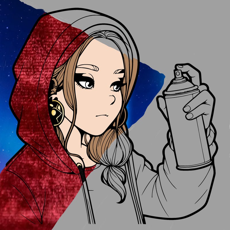 a realistic girl, spray painting