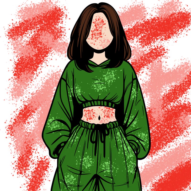 realistic girl faceless with baggy pants and a crop top