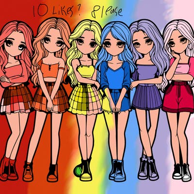 a group of girls realistic