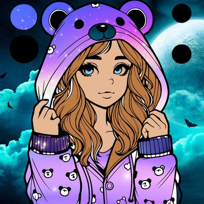 realistic girl in a animal pjs hoodie