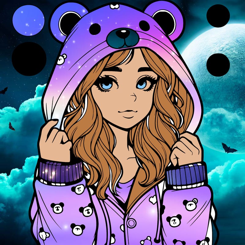 realistic girl in a animal pjs hoodie