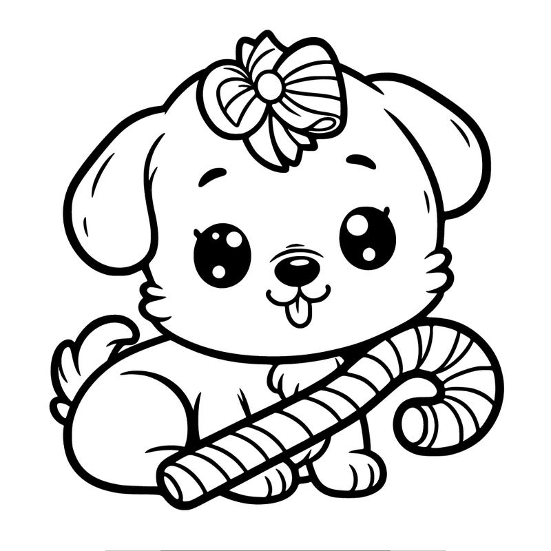 a cute dog with a candy cane