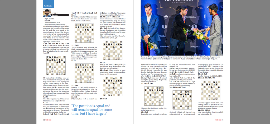 New In Chess - Digitaler Magazin-Layout mit kommentierten Schachpartien und Großmeisteranalyse