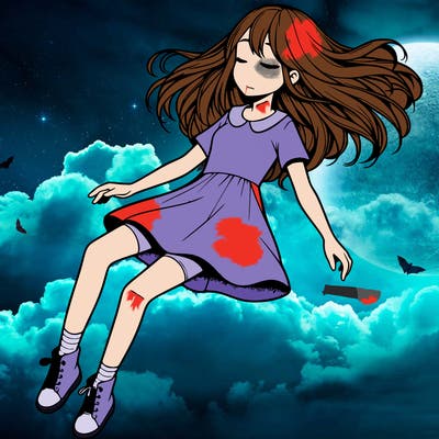 realistic girl floating