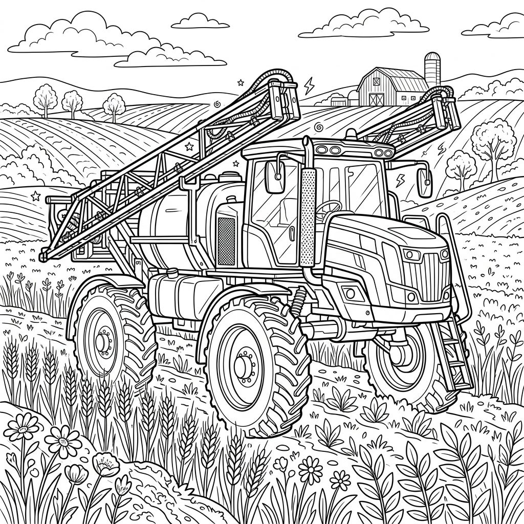 Field Sprayers Coloring Page for Teens: Free Printable — Color Pop