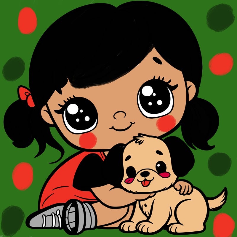girl with a puppy