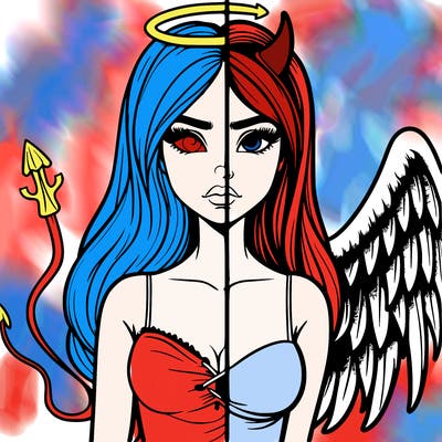 devil vs angel realistic girl