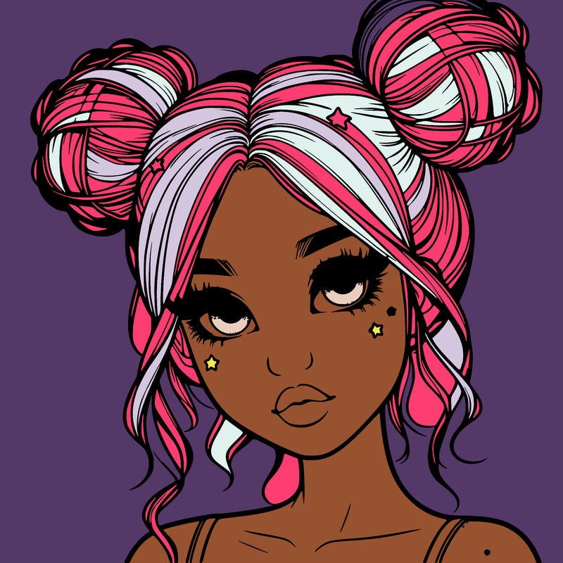 realistic girl with space buns