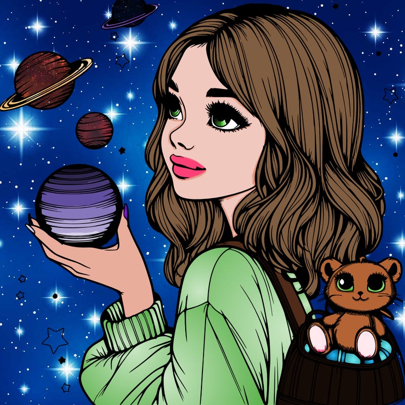 realistic girl with planets