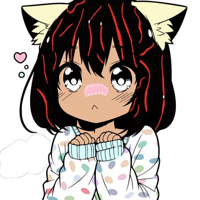 shy anime catgirl