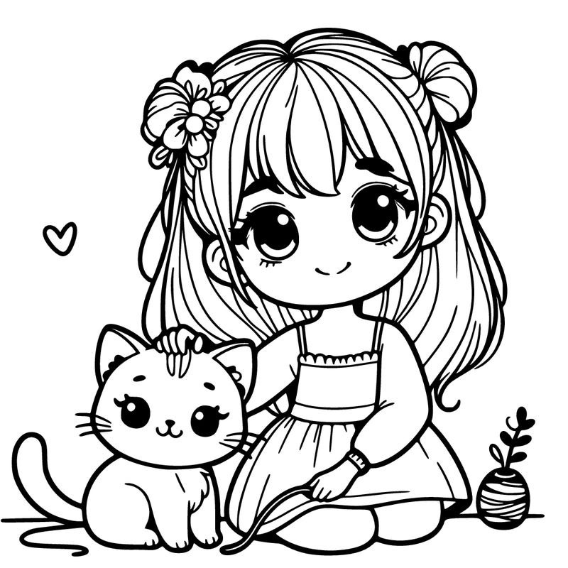 cute girl with a cat