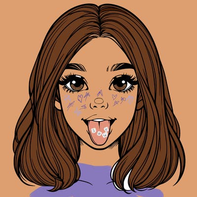 realistic girl with her tongue out
