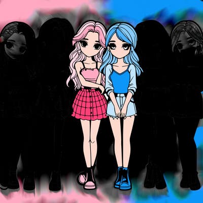 a group of girls realistic