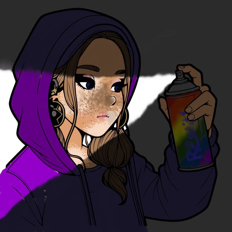 a realistic girl, spray painting
