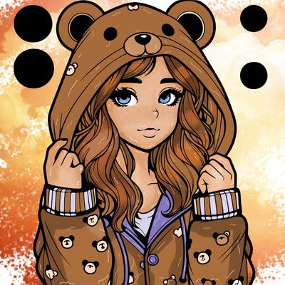 realistic girl in a animal pjs hoodie