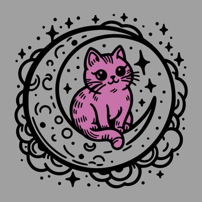 cat on the moon tattoo