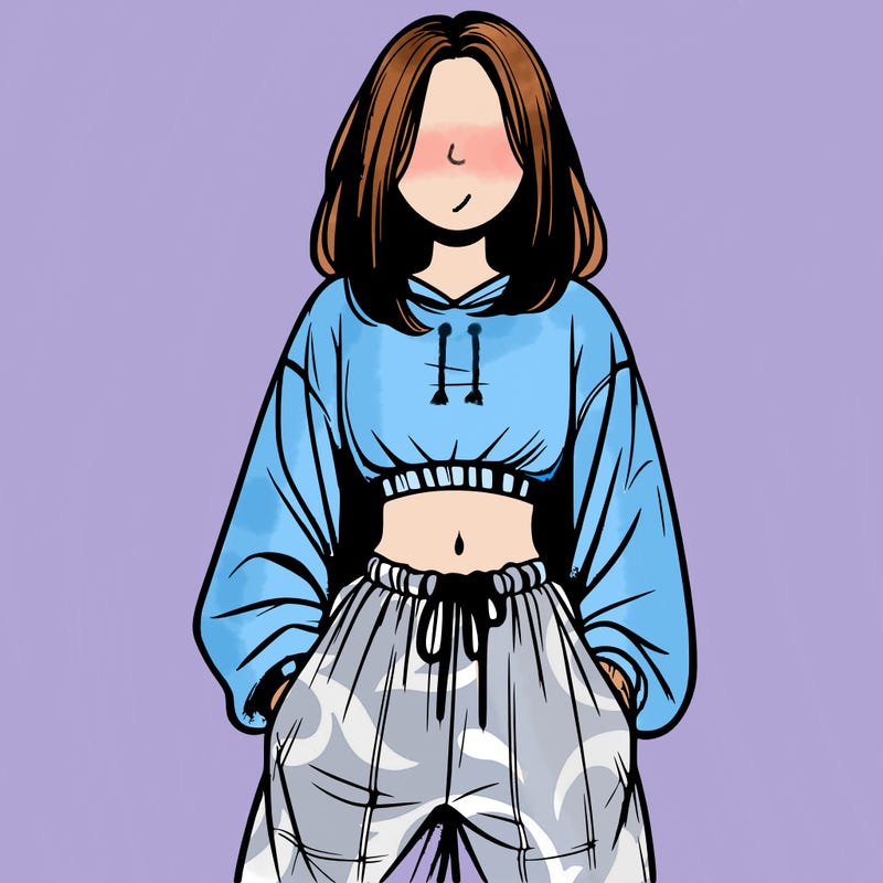 realistic girl faceless with baggy pants and a crop top