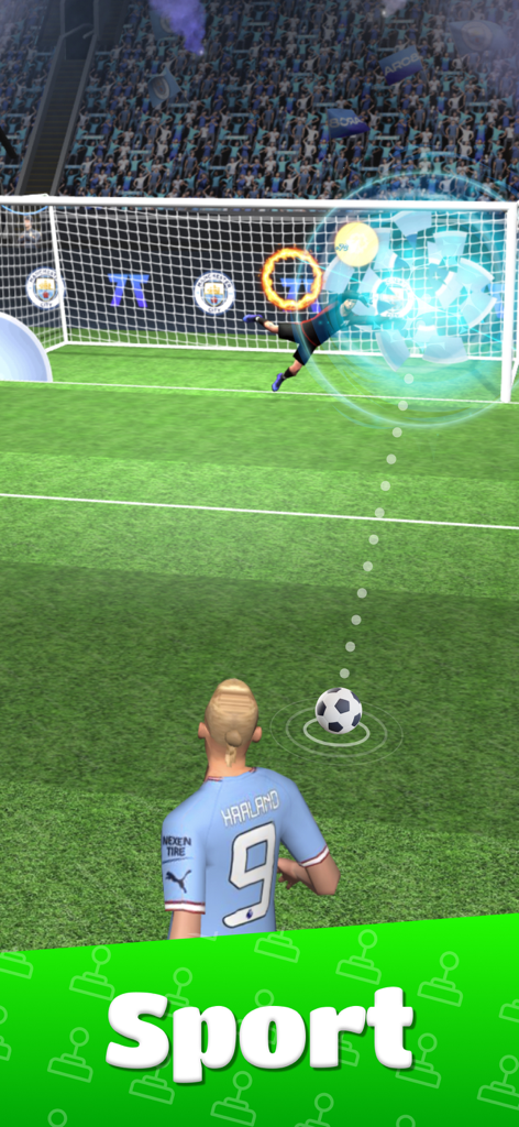 Soccer sport mini game featuring Haaland in the Prizes by GAMEE app