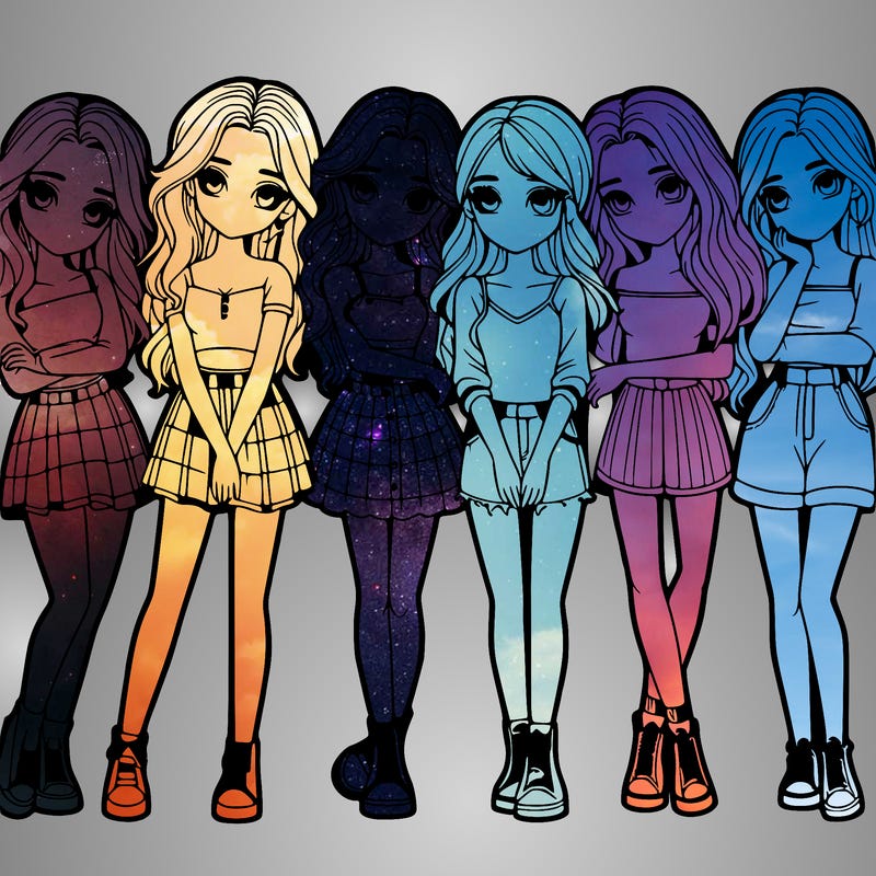 a group of girls realistic